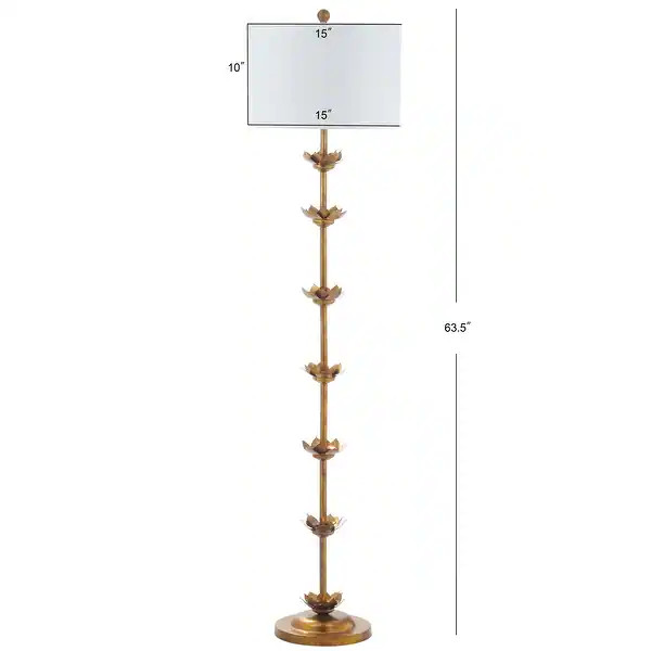 SAFAVIEH Lighting 64-inch Landen Gold Leaf LED Floor Lamp - 15" x 15" x 63.5" | Bed Bath & Beyond