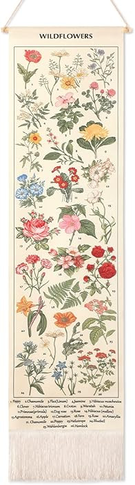 Geetery Vintage Floral Vertical Tapestry Wall Hanging Decor Long Flower Narrow Botanical Fabric W... | Amazon (US)
