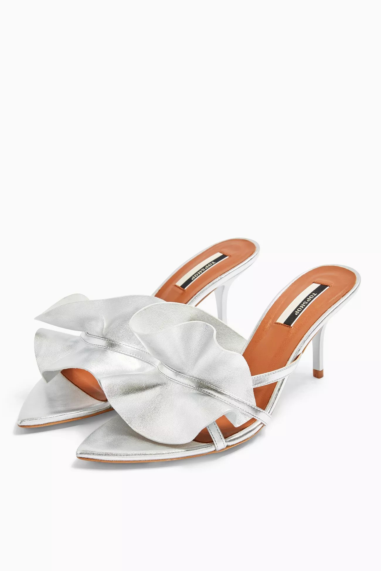 RUFFLE Leather V Point Mules | Topshop UK