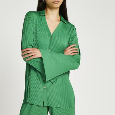 Green pleated shirt | River Island (UK & IE)