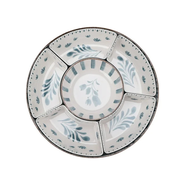 Better Homes & Gardens Bamboo Melamine Chip and Dip Tray, Blue | Walmart (US)