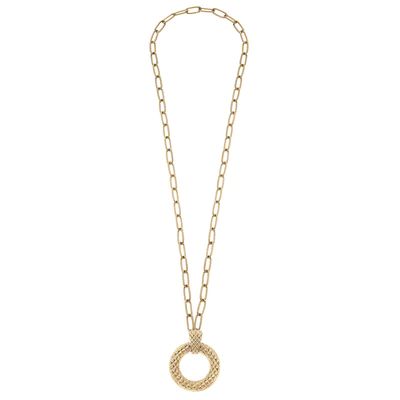 Kenzi Quilted Metal Door Knocker Pendant Necklace in Worn Gold | CANVAS