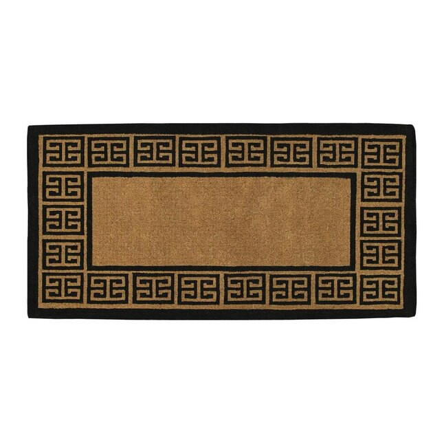 Callowaymills 3-ft x 6-ft Natural/Black Coir Rectangular Indoor or Outdoor Decorative Door Mat | Lowe's