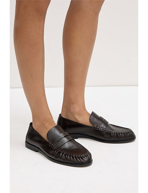 Assembly Label Women's Avenue Leather Loafer Crinkle Umber Shoe | David Jones | David Jones (Australia & New Zealand)