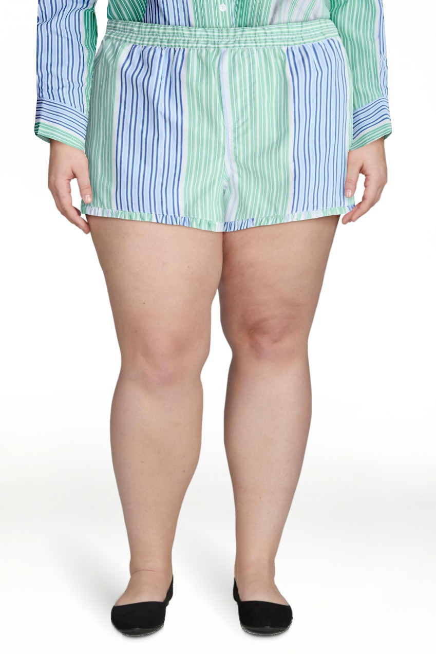 Free Assembly Women's and Women's Plus Ruffle Trim Cotton Poplin Shorts, 2.75" Inseam, Sizes XS-4... | Walmart (US)