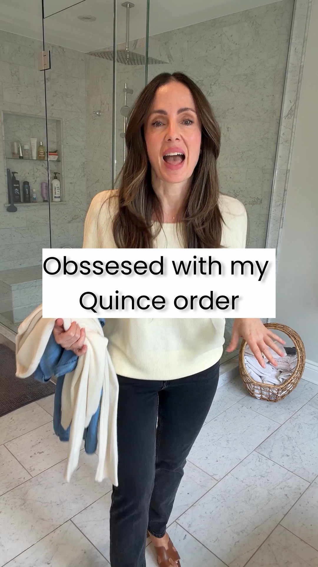 I’m loving the new pieces I just received from @Quince #quincepartner
For reference I’m 5’2 120lbs

Short sleeve cotton cashmere top: S
Cashmere crewneck: M
Chambray button up: S