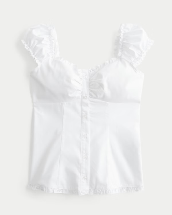 On/Off-the-Shoulder Poplin Blouse | Hollister (US)