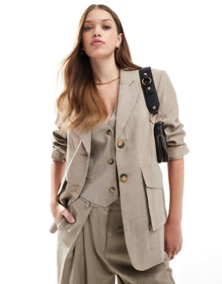 Vero Moda - Aware - Blazer d'ensemble texturé - Taupe chiné | ASOS (Global)