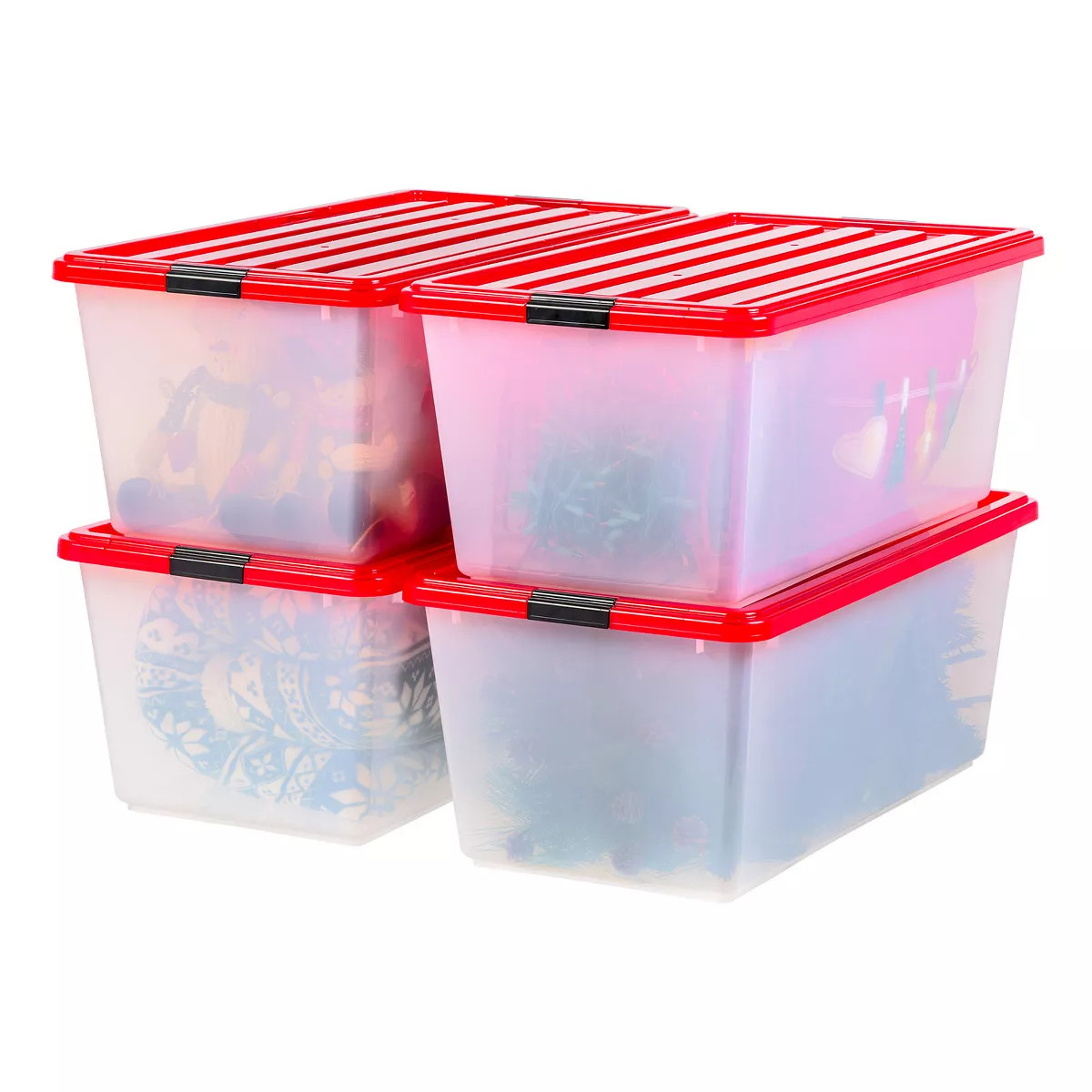 IRIS USA 19/91/106qt Clear View Plastic Storage Bins with Lids and Secure Latching Buckles, Holid... | Target
