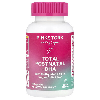 Pink Stork, Total Postnatal + DHA, Berry, 60 Capsules | iHerb