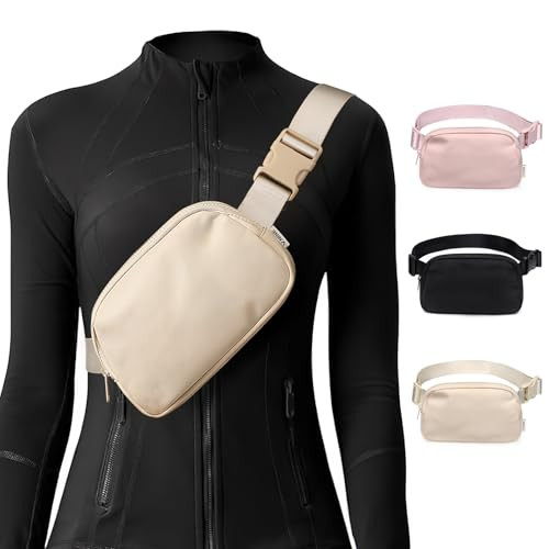 VNINE Belt Bag Fanny Pack: Crossbody bag for Women Men Everywhere Fashion Waist Packs with Adjustable Strap Lightweight Bum Bag for Running Hiking Travel Workout | Amazon (US)