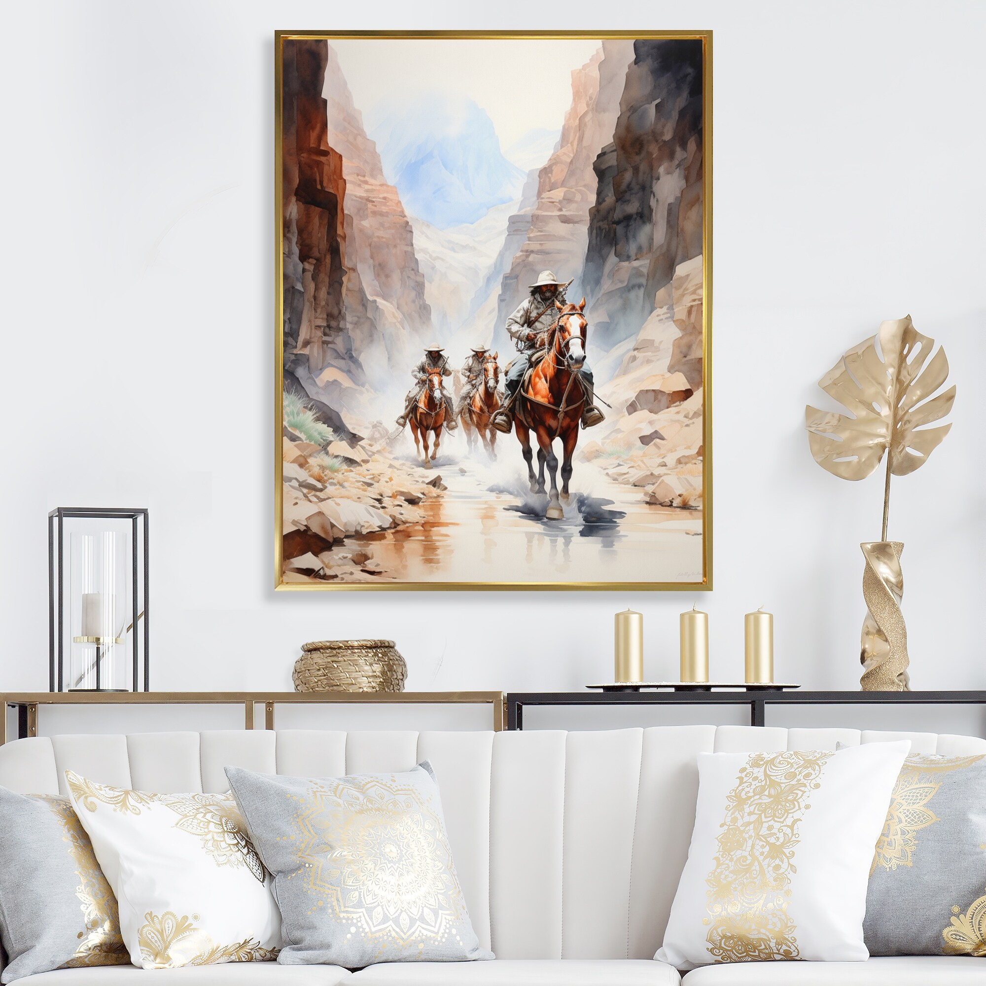 Designart "Cowboy On The Trail I" Cowboys Framed Wall Art Prints | Bed Bath & Beyond