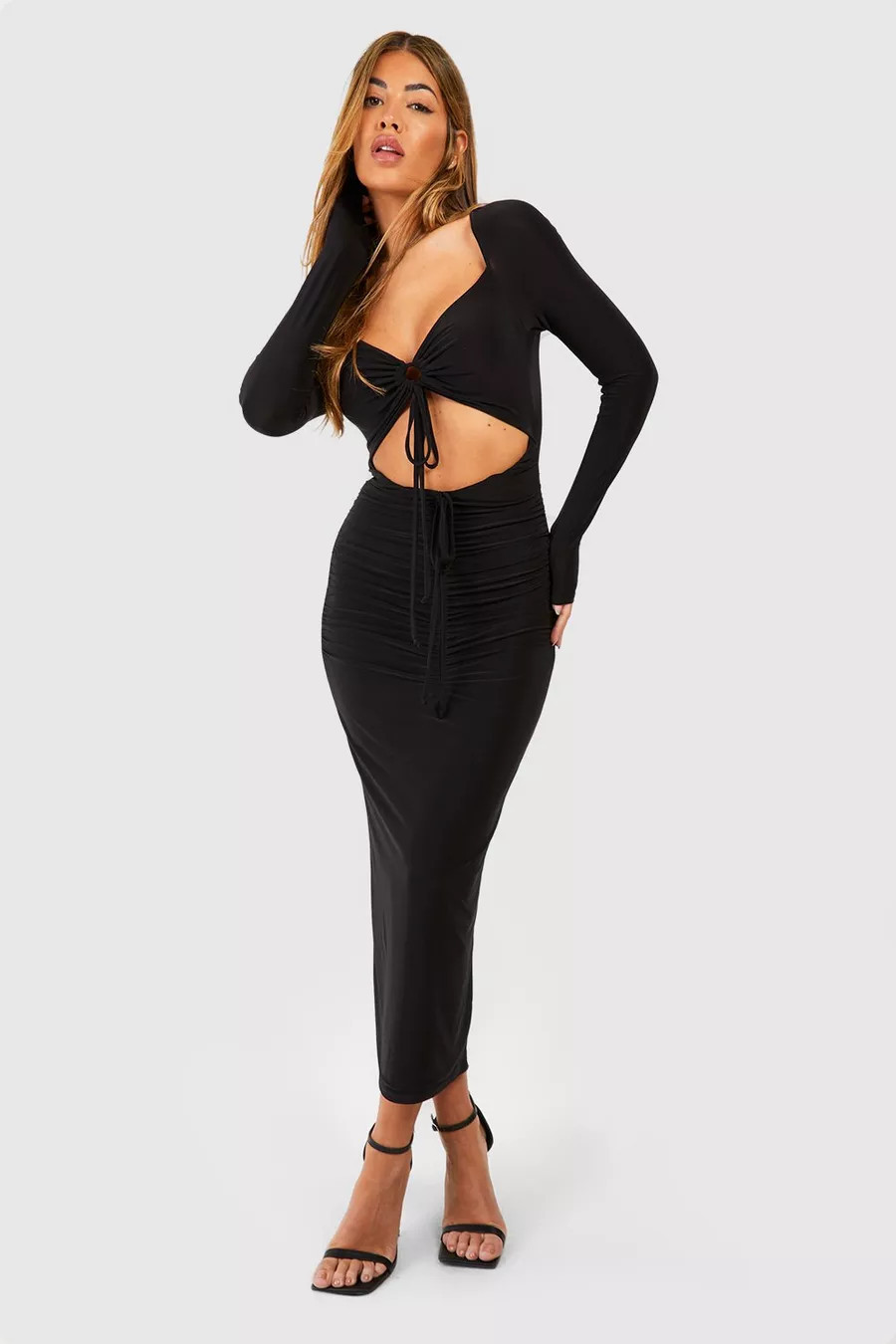 Double Slinky Cut Out Midaxi Dress | Boohoo.com (UK & IE)