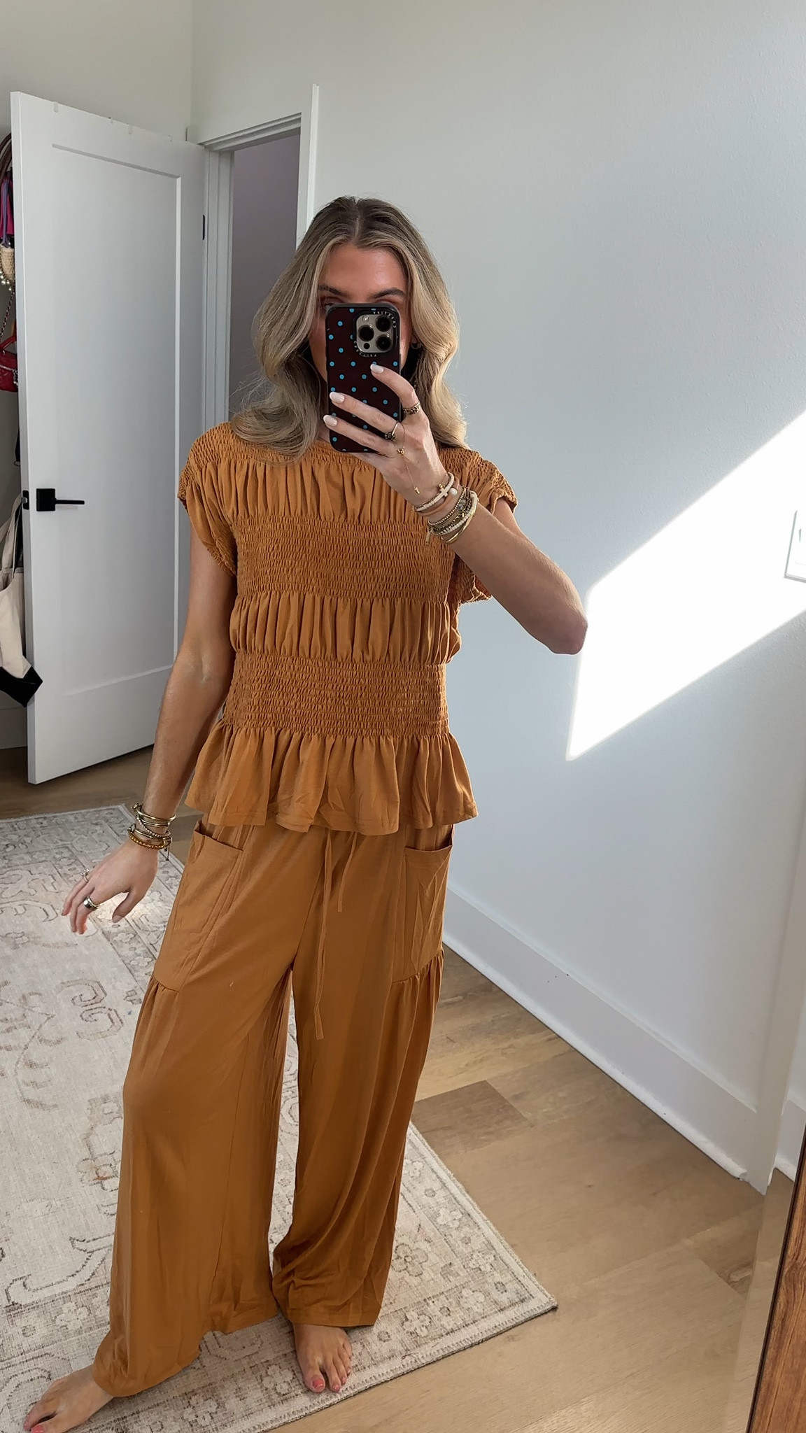Amazon size small Womens 2 Piece Smocked Top Wide-Leg Pants Set Boho Outfits With Pockets Casual Ruffle High-Waisted Matching

#LTKSeasonal #LTKSaleAlert #LTKootd