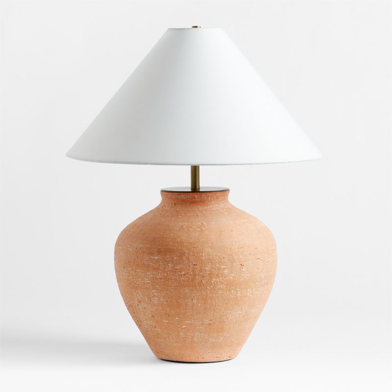 Corfu Terracotta Table Lamp with Tapered Shade + Reviews | Crate & Barrel | Crate & Barrel