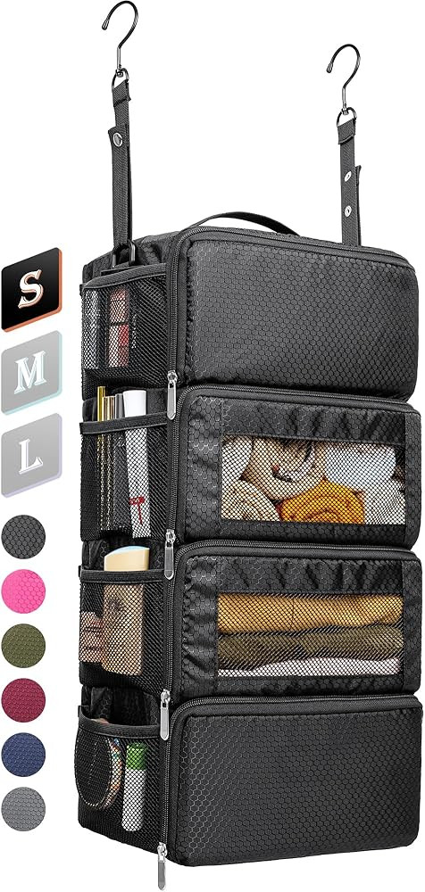 Suitcase Organizer, Travel Luggage Organizer Hanging Shelves Packing Cube Closet/Collapsible Port... | Amazon (US)