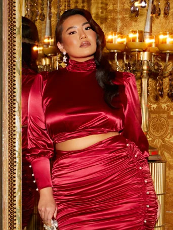 Raquel Button Detail Satin Blouse - Fashion To Figure | Fashion to Figure