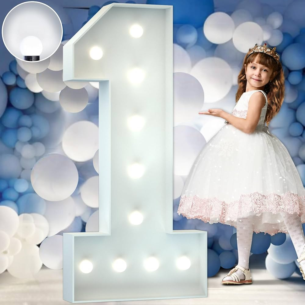 imprsv 4FT Marquee Numbers, Light Up Numbers, Marquee Numbers 1, Cool White Light Up Numbers for ... | Amazon (US)
