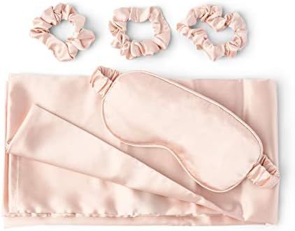 SACHEU Silky Sleep Set, 100% Satin, Vegan Silk Pillowcase with 3 Scrunchies and Eye Mask for Hair... | Amazon (US)