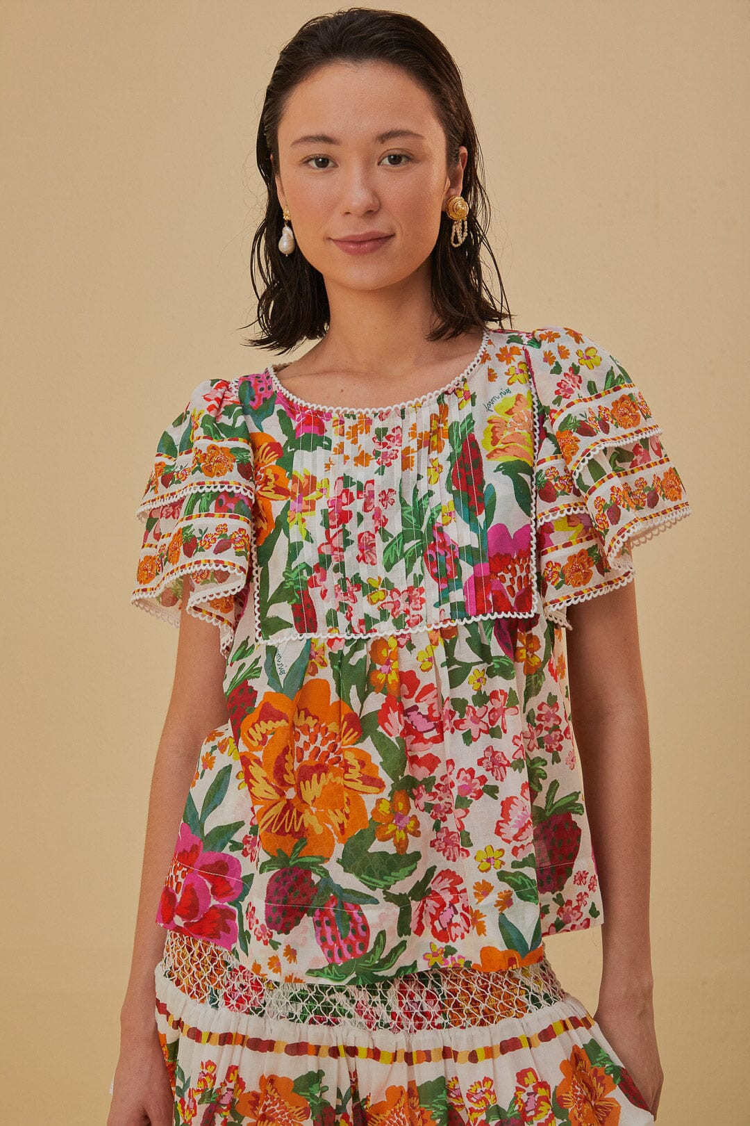 Off-White Flowerful Sketch Blouse | FarmRio (US)