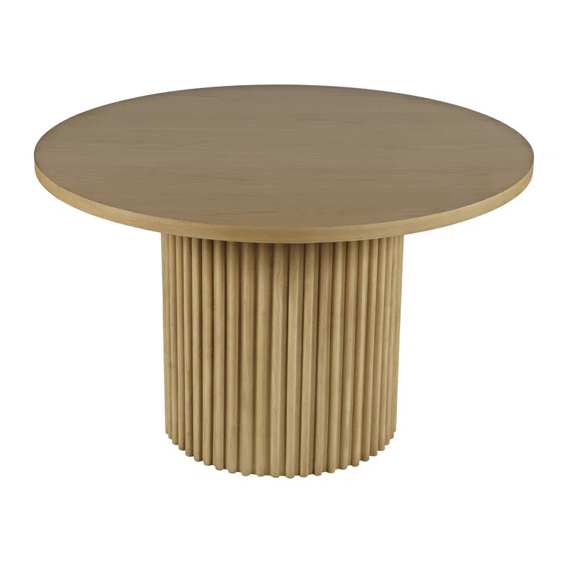 Rovena Round Mid-Century Modern Fluted Pedestal Base Dining Table | Wayfair North America