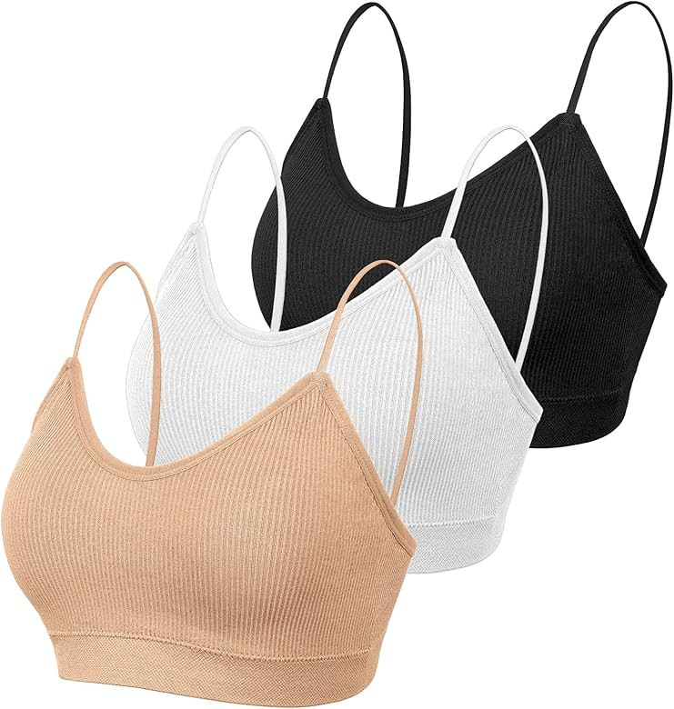 KCDDUMK 3 Pieces V-Neck Padded Bralettes for Women, Sports Bras for Women Packs Sleeping Bra with... | Amazon (US)