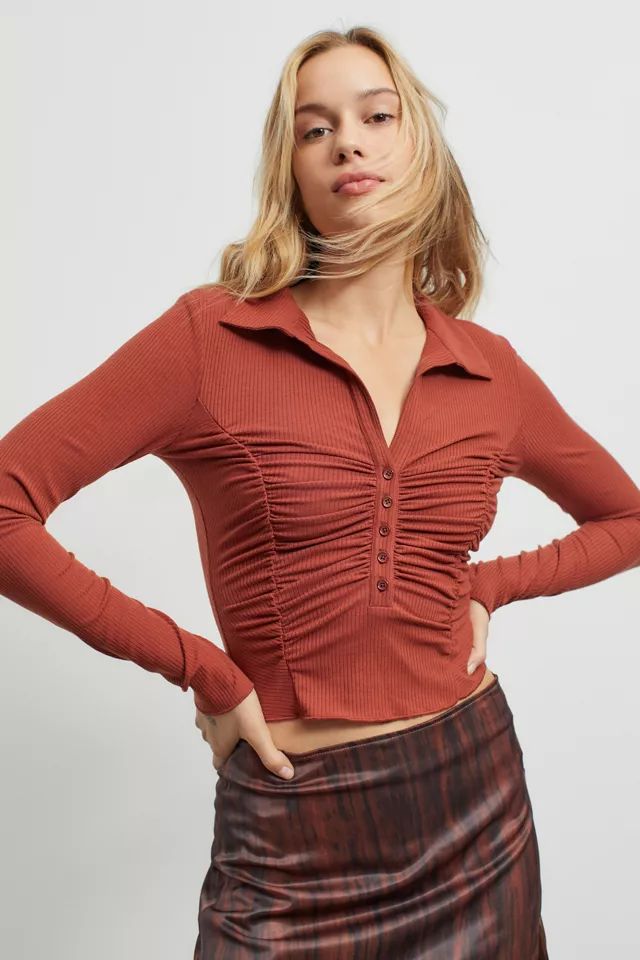 UO Aries Ruched Blouse | Urban Outfitters (US and RoW)