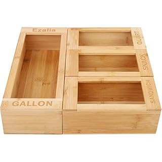 Ziplock Bag Organizer Drawer Storage: 4 pack Bamboo Drawer Organizer Kitchen Organization Containers | Amazon (US)