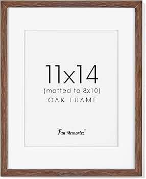 11x14 Wood Picture Frame, Solid Oak Wood Frame 11 x 14 for Wall, Display 8x10 with Mat or 11x14 w... | Amazon (US)
