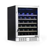 NewAir 24" Wine Cooler And Refrigerator, 52 Bottle Capacity Stainless Steel Fridge With Triple-Layer | Amazon (US)