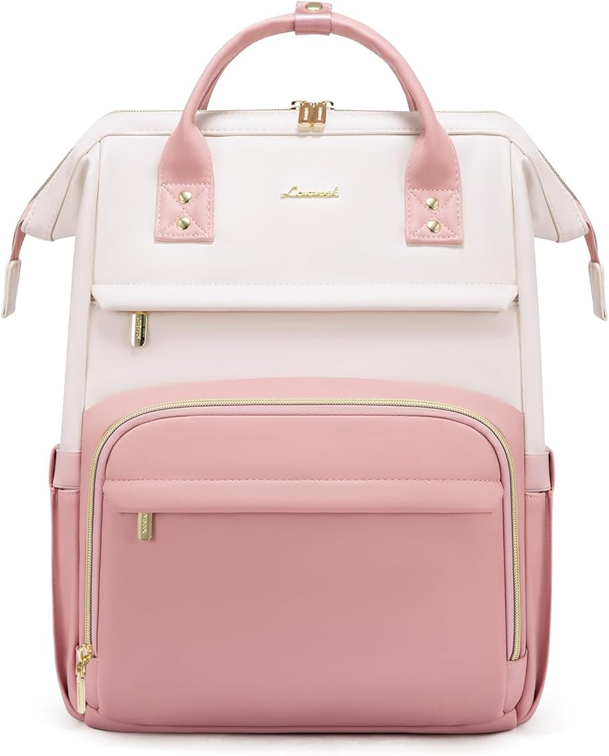 LOVEVOOK Leather Backpack for Women,17 inch Leather Laptop Backpack Women,Professional Work Backp... | Amazon (US)