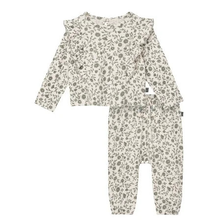 Modern Moments by Gerber Baby Girl Pant Set with Ruffle Detail, 2-Piece, Sizes 0/3 Months - 24 Months | Walmart (US)