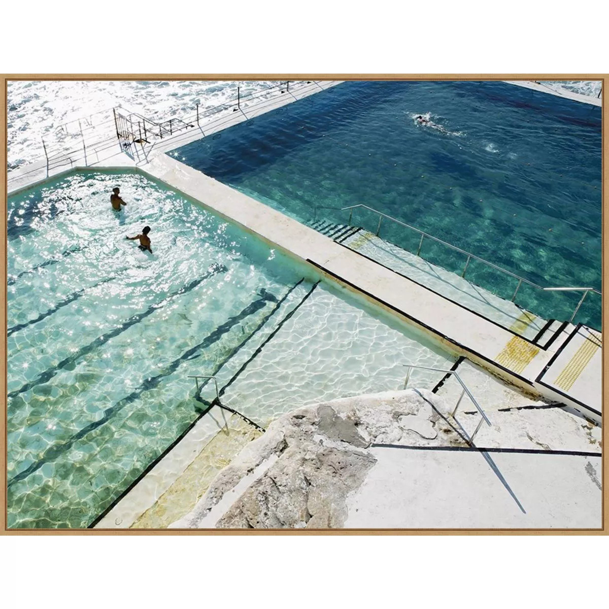 42" x 32" Bondi Pools by Urban Road Framed Canvas Wall Art Print - Amanti Art: Modern Decor, Ocea... | Target
