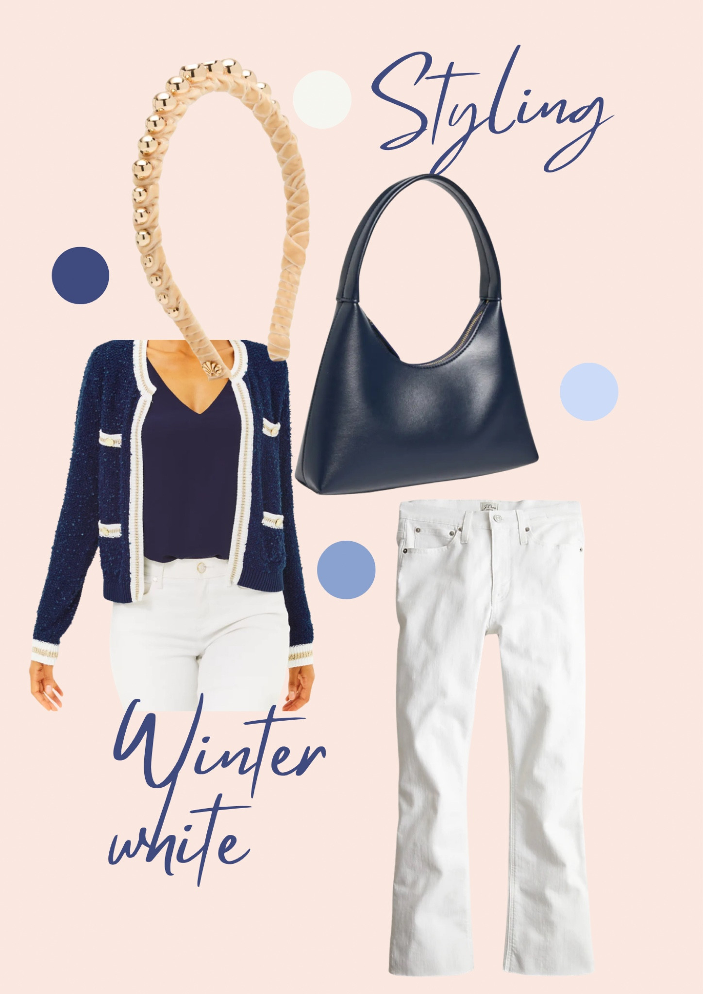 Winter white
.
Forget about all of the old rules. 
.
I’ll show you several ways to keep white fresh for winter. And this first look, parrot with dark sweater with piping or details in a metallic or white tone. Pair with metallic accessories for a look that’s perfect for now.


#LTKover40 #LTKSeasonal #LTKstyletip