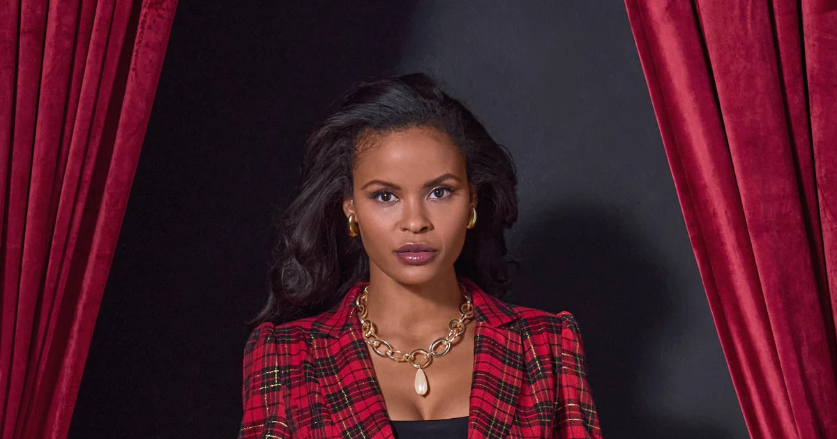 Shimmer Plaid Peplum Single Button Blazer - Red Multi | Boston Proper | Boston Proper