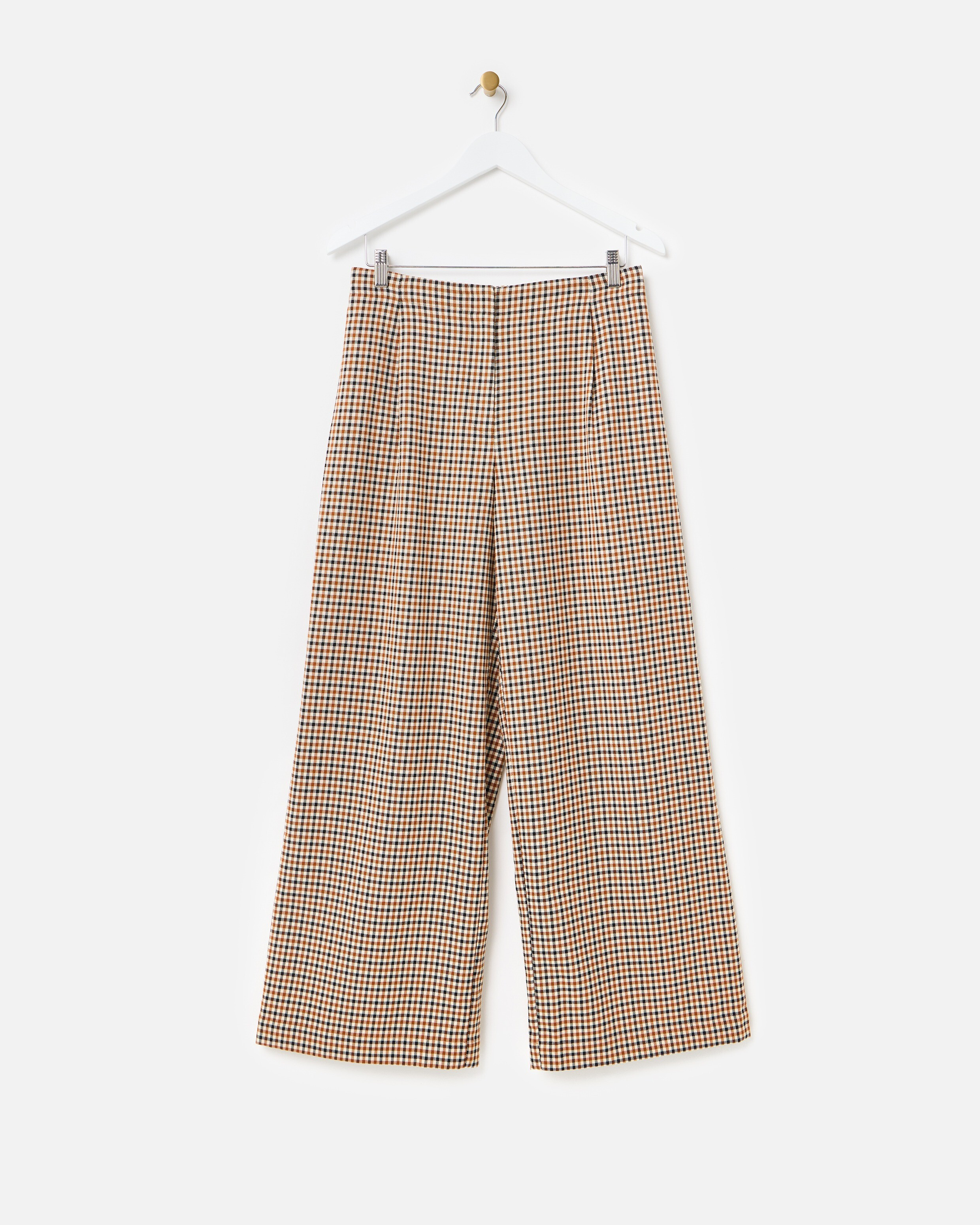 Tan & Black Checked Wide Leg Trousers | Oliver Bonas | Oliver Bonas (Global)
