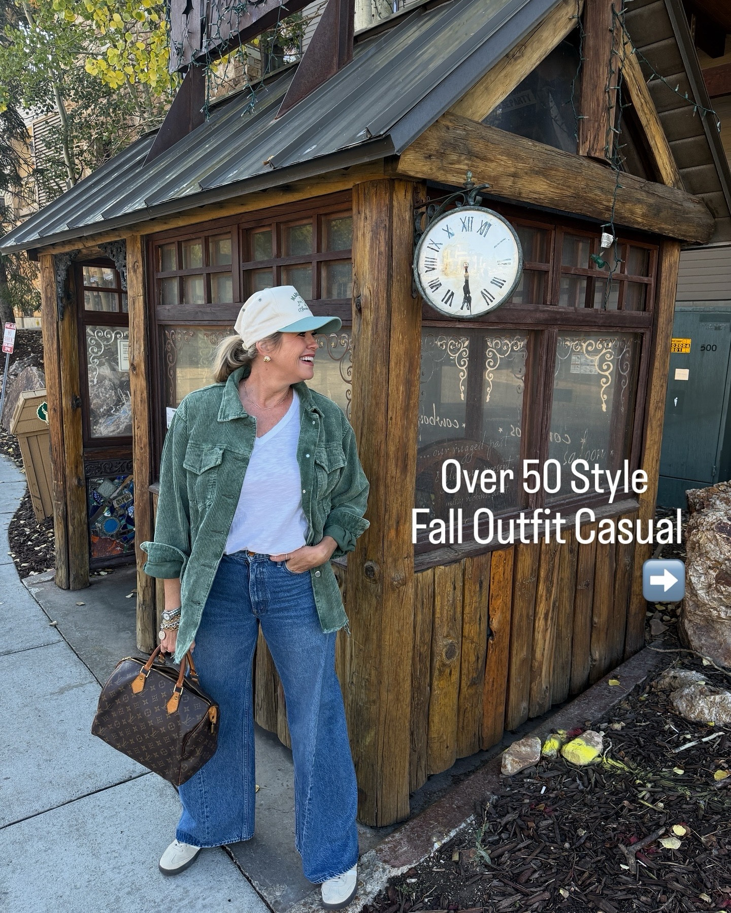 Ball cap Fall outfit Inspo

Funky Junque ball cap- great quality and so many style options and colors to choose from. 

Amazon find lightweight corduroy oversized shacket ( with frayed  hem. Comes in several colors. I am in a med so true size for what you wear in  Amazon 

Mother denim the twisted lemonade wide, wide leg denim jeans! High waist! Fits tts i am in a size 27 
Love this denim

Earring are gold and pearl earrings studs. Lisi lurch 

My favorite v neck tee shirt by Chicos 

Lv 30 speedy bag 

Gola sneaker tts

#LTKStyleTip #LTKOver40