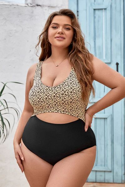 Keep It Cool Cutout Scoop Neck Tummy Control Plus Size One Piece | Cupshe