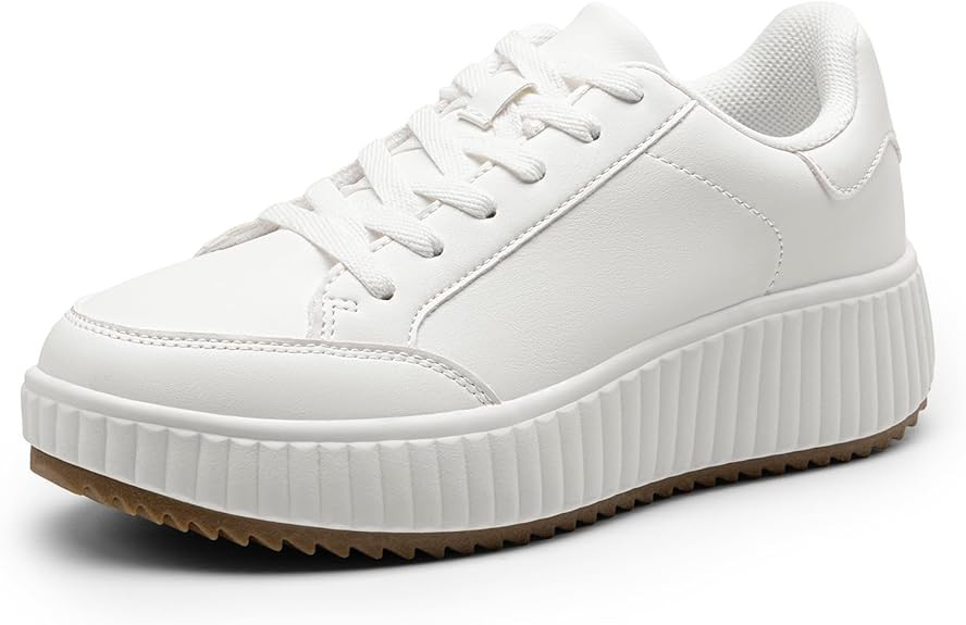 DREAM PAIRS Women Platform Chunky Lightweight Comfortable Casual Faux Leather Lace-Up Dee Walking... | Amazon (US)