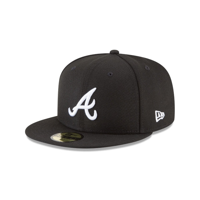 Atlanta Braves Black and White Basic 59FIFTY Fitted Hat | New Era
