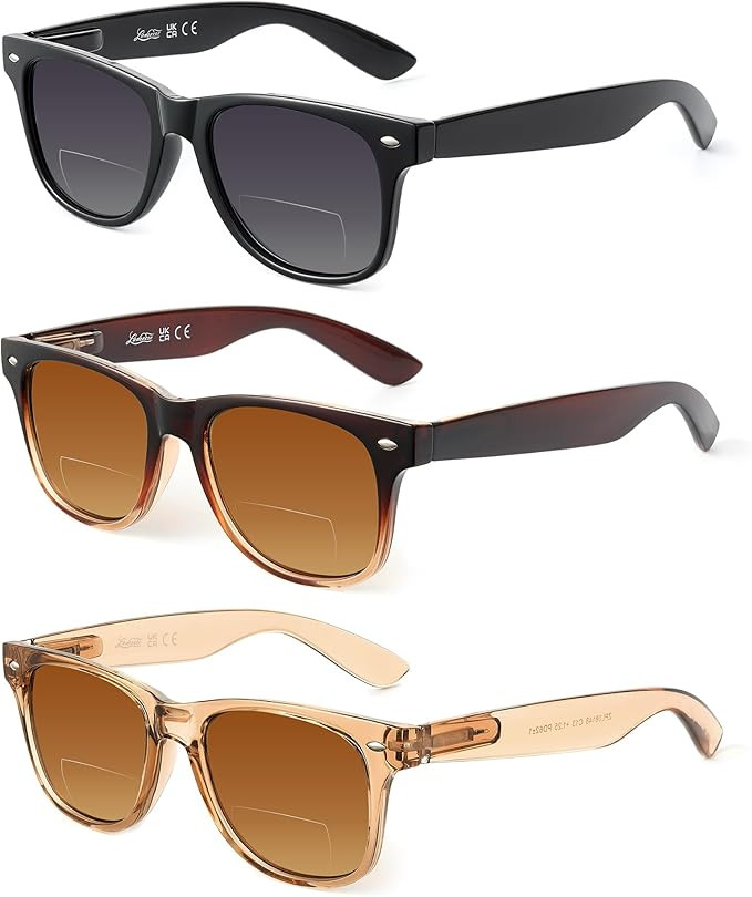 LADEESSE 3 Pack Bifocal Reading Sunglasses for Women, UV400 Sun Readers Glasses Spring Hinge Outd... | Amazon (US)