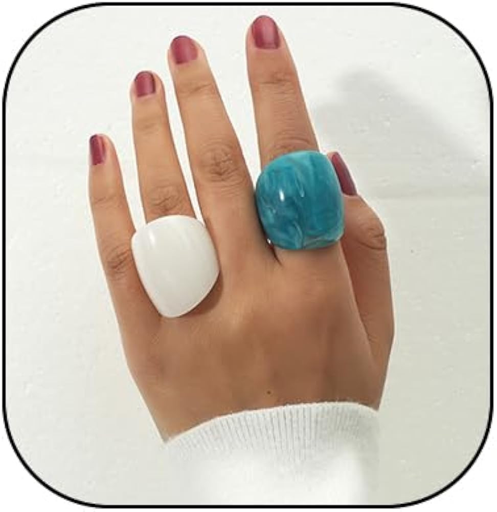 Colorful Chunky Acrylic Wide Band Rings Set,Resin Chunky Knuckle Finger Rings Stackable Rings Y2K... | Amazon (US)