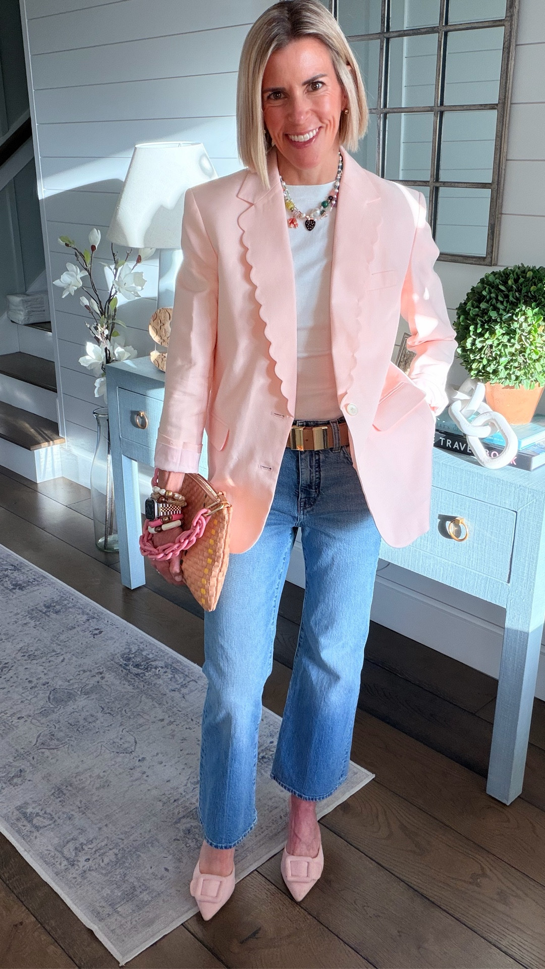 The perfect pink does exist. 🩰 perfectly cut with the scallop detail!  Love the longer length on this. I am wearing an XXS because it is an oversized fit. The jacket, pants and belt are all 40% off!!! Shows are my favorite from Amazon under $50!!

#LTKgrwm #LTKWorkwear #LTKootd