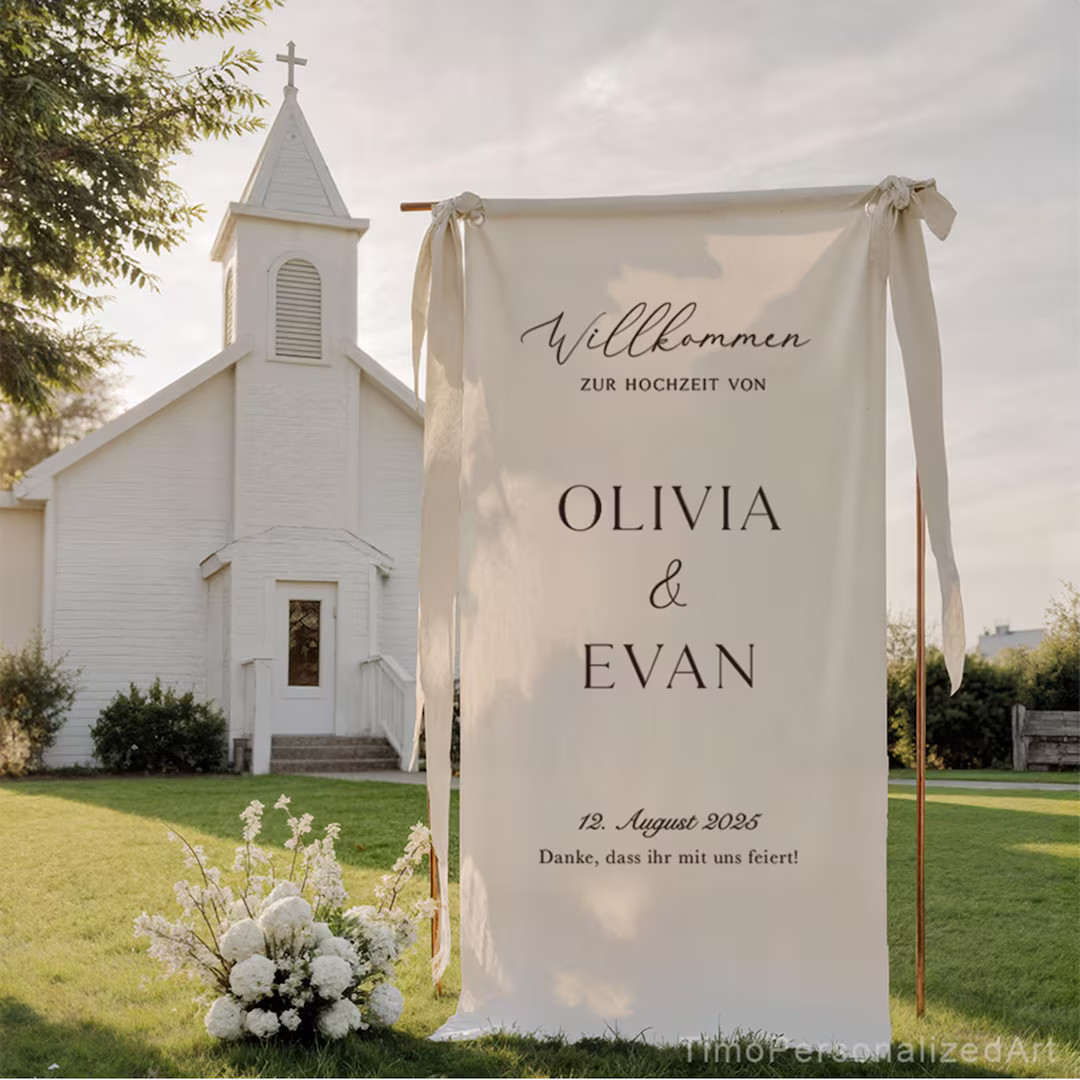 Custom Linen Wedding Sign, Fabric Wedding Sign, Custom Welcome Sign, Linen Wedding Banner, Weddin... | Etsy (US)