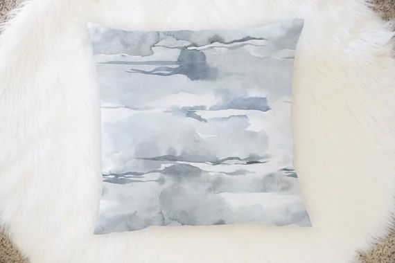 Neutral Blue Watercolor Throw Pillow Cover 16x16 | Etsy (US)