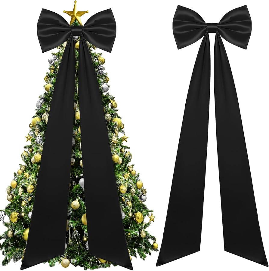23.62 x 90.55 Inches Christmas Extra Large Bows Giant Christmas Tree Topper Bow Decorations Satin... | Amazon (US)
