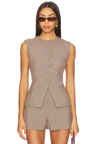 ASTR the Label Gisselle Vest in Brown Wine Plaid from Revolve.com | Revolve Clothing (Global)