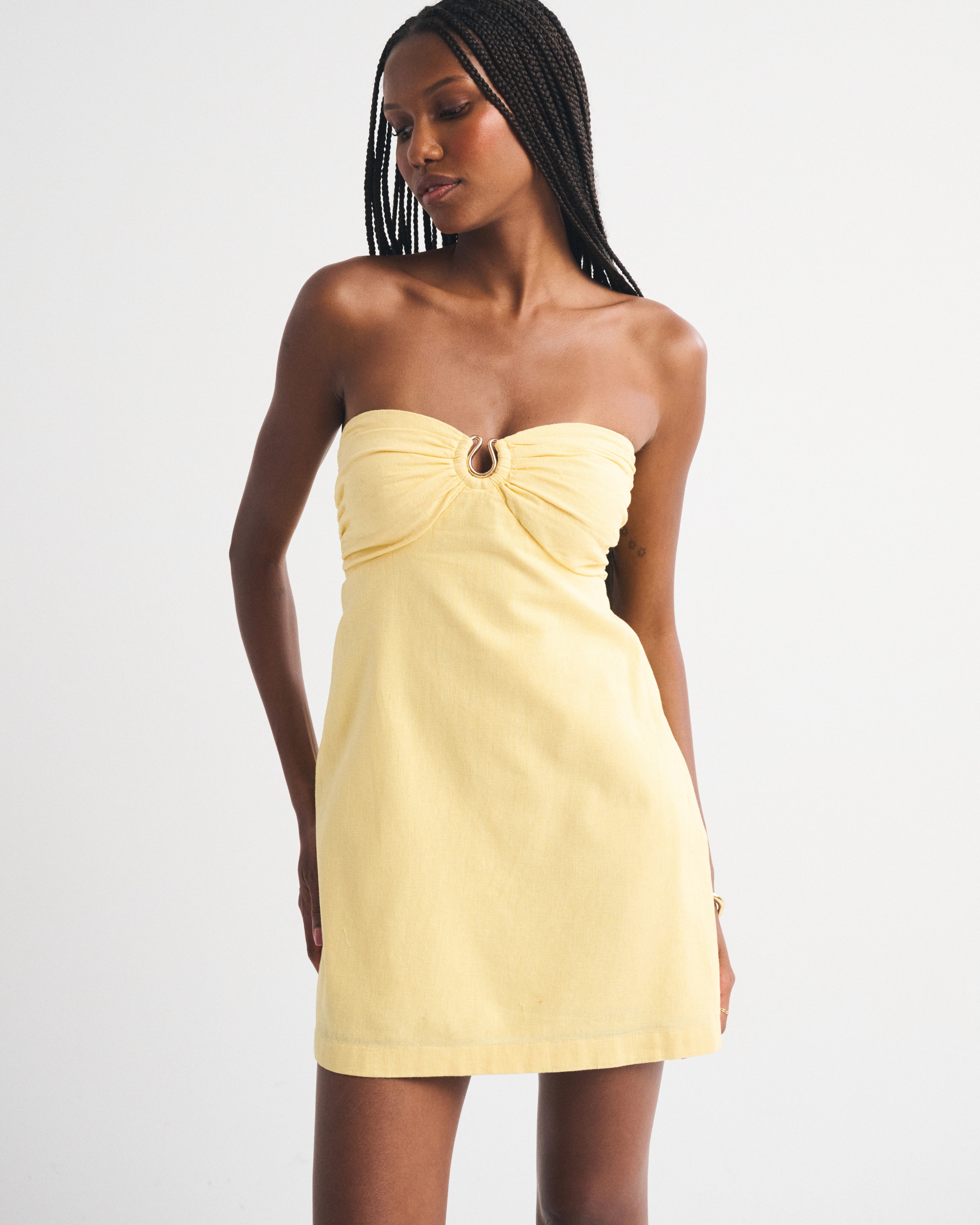 A&F Bra-Free Scarlett Strapless Linen-Blend Skort | Abercrombie & Fitch (US)