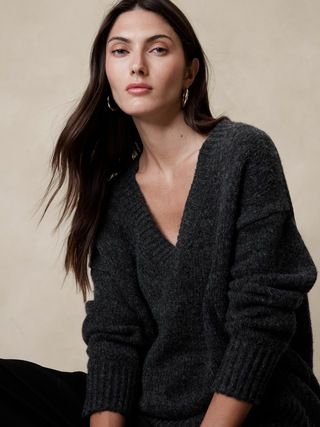 Salma Oversized Wool-Cotton Sweater | Banana Republic (US)