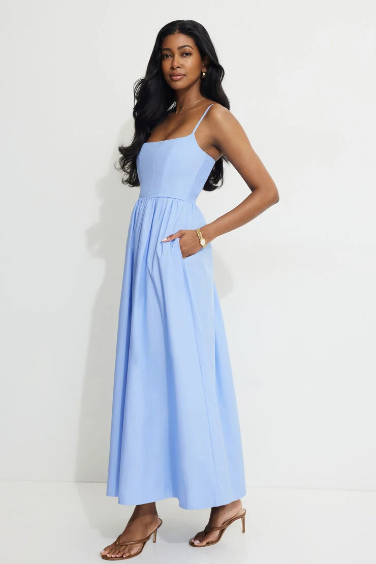 Bustier Poplin Maxi Dress | Dynamite Clothing